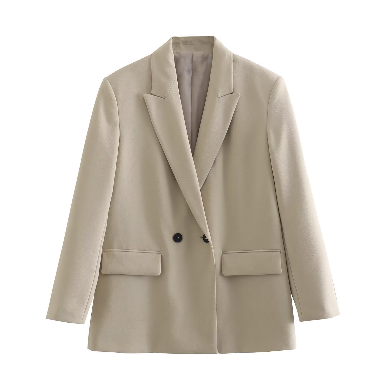 Picture of Fall 2023 new European and American cross-border Women's urban casual solid color straight loose double-breasted suit jacket