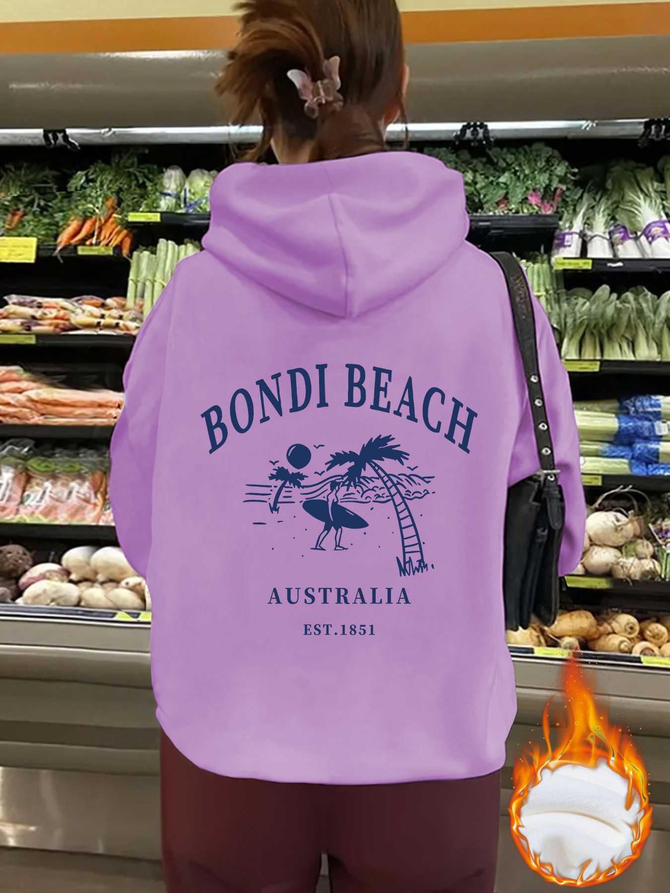 Cross-border e-commerce BONDI BEACH printed hooded sweater autumn and winter Joker trend women's long-sleeved shirt in stock wholesale