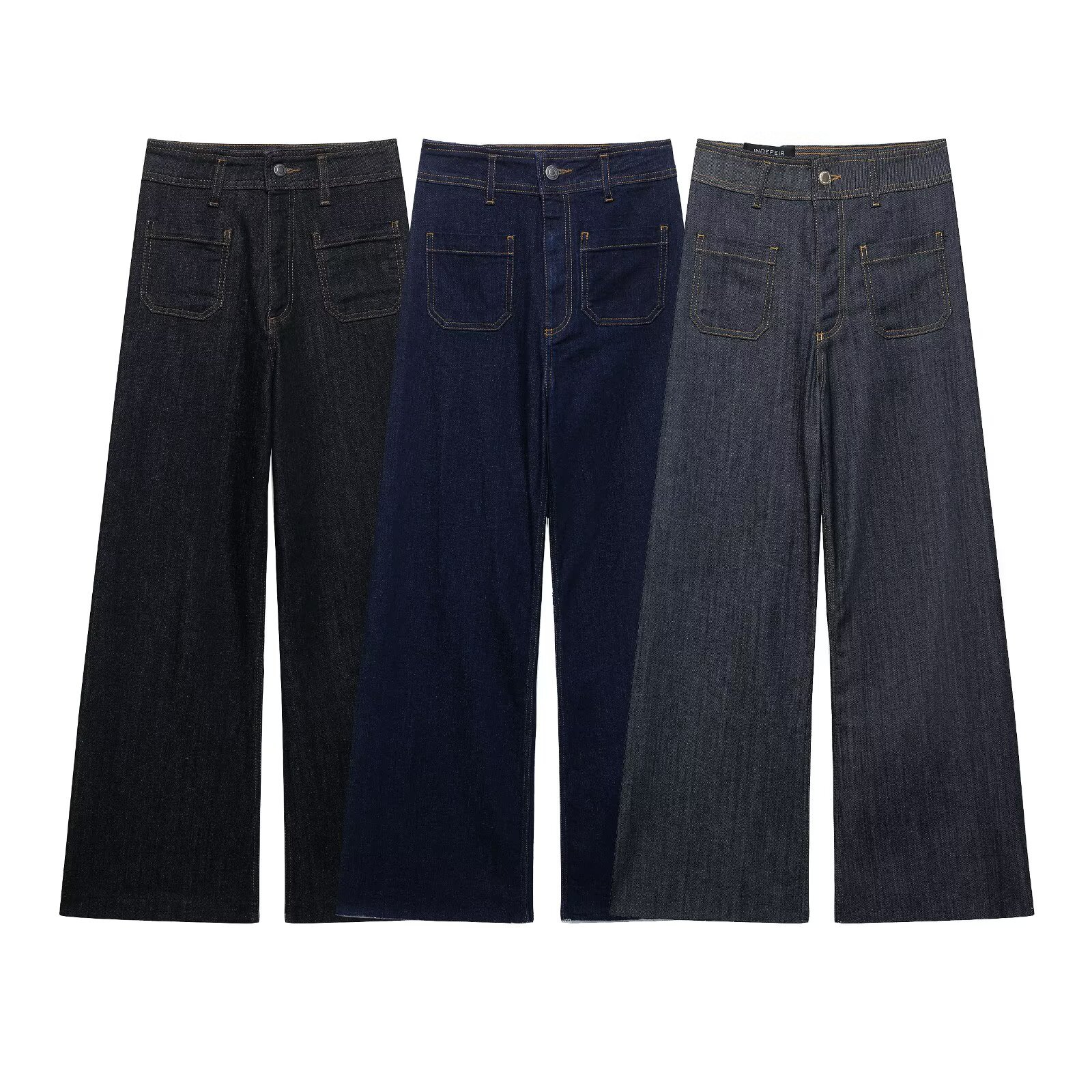 Cross-Border Wholesale European and American Style 2025 Summer Fashion Casual Versatile High-Waisted Wide-Leg Jeans for Women D6260377