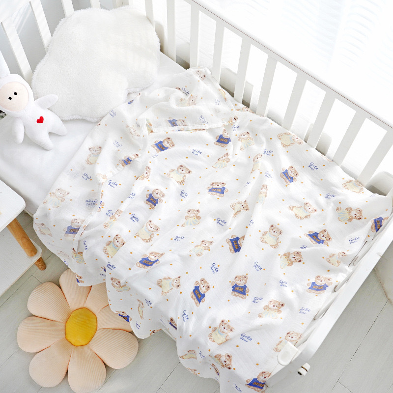 Picture of Double-Layer Bamboo Cotton Summer Gauze Quilt Baby Newborn Bath Towel Blanket Muslin Gauze Wrap