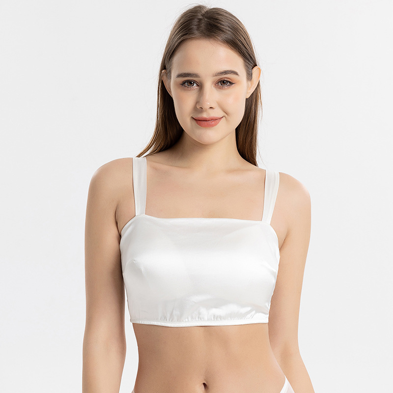 Picture of Huaye Summer Silk Latex Pad Strapless Bra Without Steel Ring Beauty Back Thin Mulberry Silk Satin Non-marking Underwear for Women