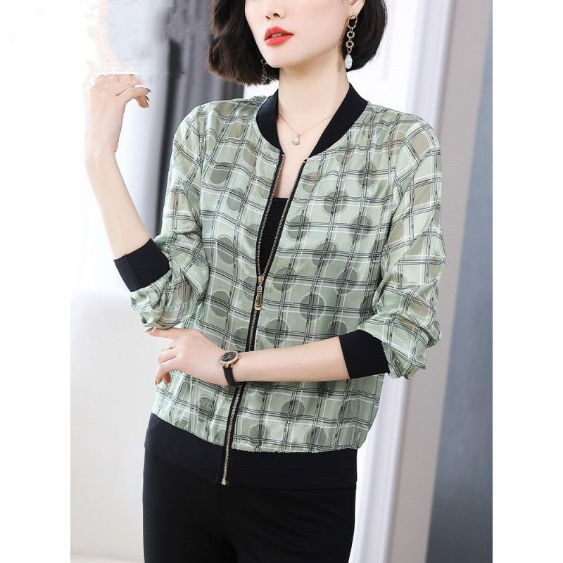 Cardigan Short Coat Summer Thin New Fashion Baseball Printed Top All-match Mother's Sun-protective Clothing Women's Outer Wear