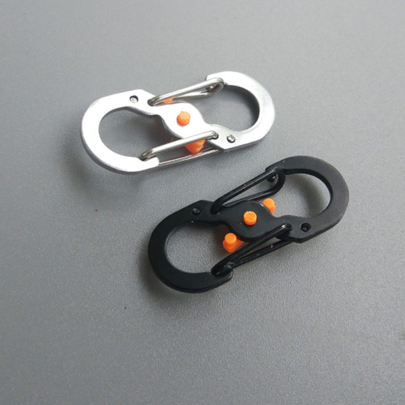 Picture of Fox Small size stainless steel 8-word buckle with lock anti-theft S buckle key chain travel bag buckle