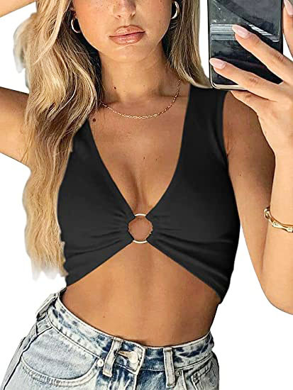 Cross-border European and American Amazon Summer Street Style Street Tide Women's Polyester Slant Shoulder Slim-Fit Small Vest