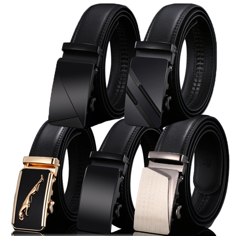 Belt men's wholesale leather high-end genuine 2022 New Tide pure leather men's belt automatic buckle trouser belt