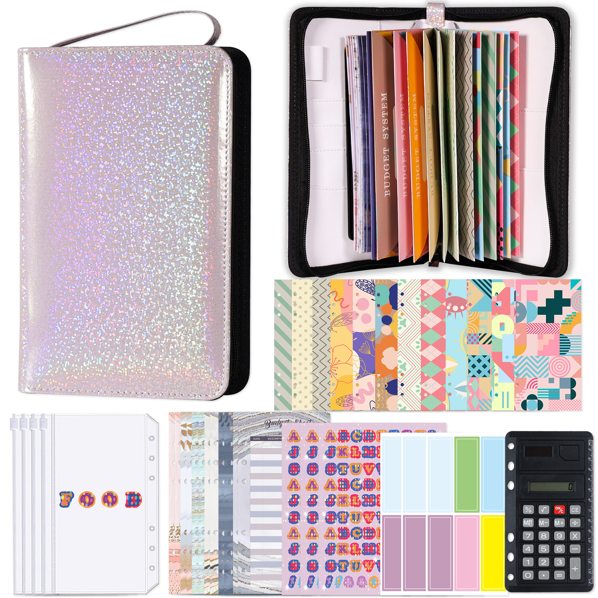 Picture of Cross-Border Supply of Large-Capacity Budget Envelopes, Fashionable Multi-Functional Pu Zipper Satchel Zipper Bags, Cash Budget Wallets