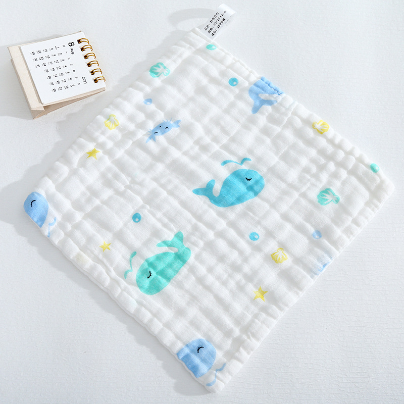 Picture of Cotton small square six-layer high density gauze towel newborn baby saliva towel baby wash face towel wholesale