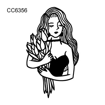 Picture of Cross-border supply waterproof dark tattoo stickers bad girl tattoo stickers fun hand-painted lines black and white tattoo
