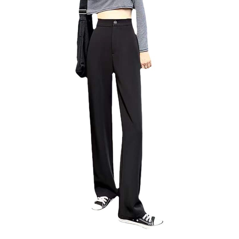 New wide-leg pants women's high waist 20 black suit autumn draping 23 casual pants chubby girl straight pants fashion