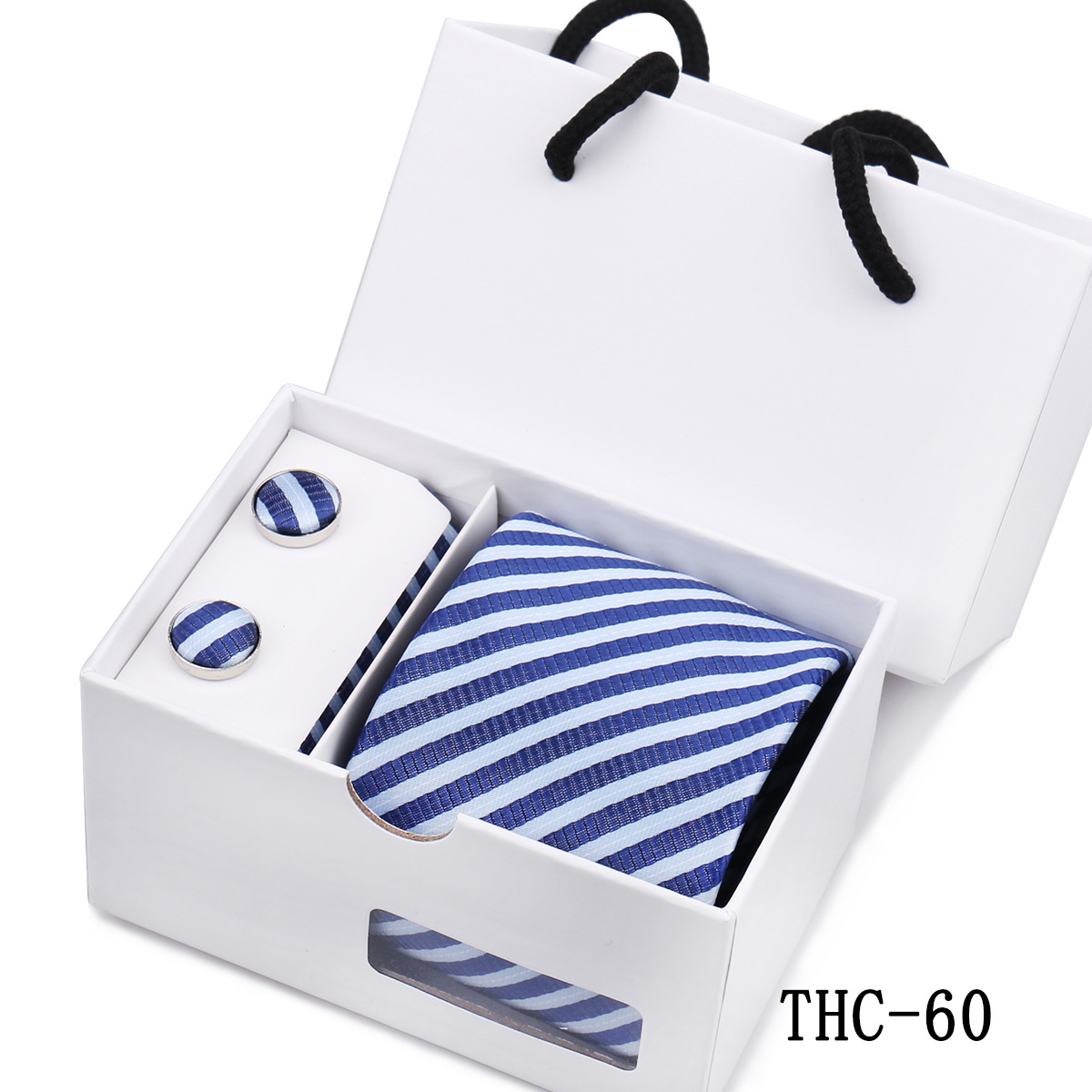 Picture of Men's Tie High Sense Gift Box 3 Pieces suit Business Dress Wedding Plaid Red Black Long Tie Shengzhou