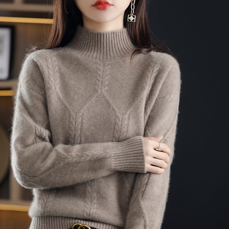 Picture of Fleece-lined sweater women's winter thickened inner half turtleneck bottoming shirt 2024 autumn and winter New popular high-grade Western style top