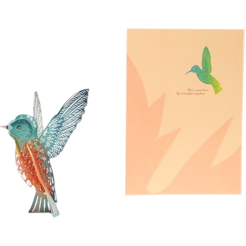 Hummingbird 3D 3D greeting card honey cartoon simple maple leaf bird card birthday greeting card festival universal Thanksgiving card