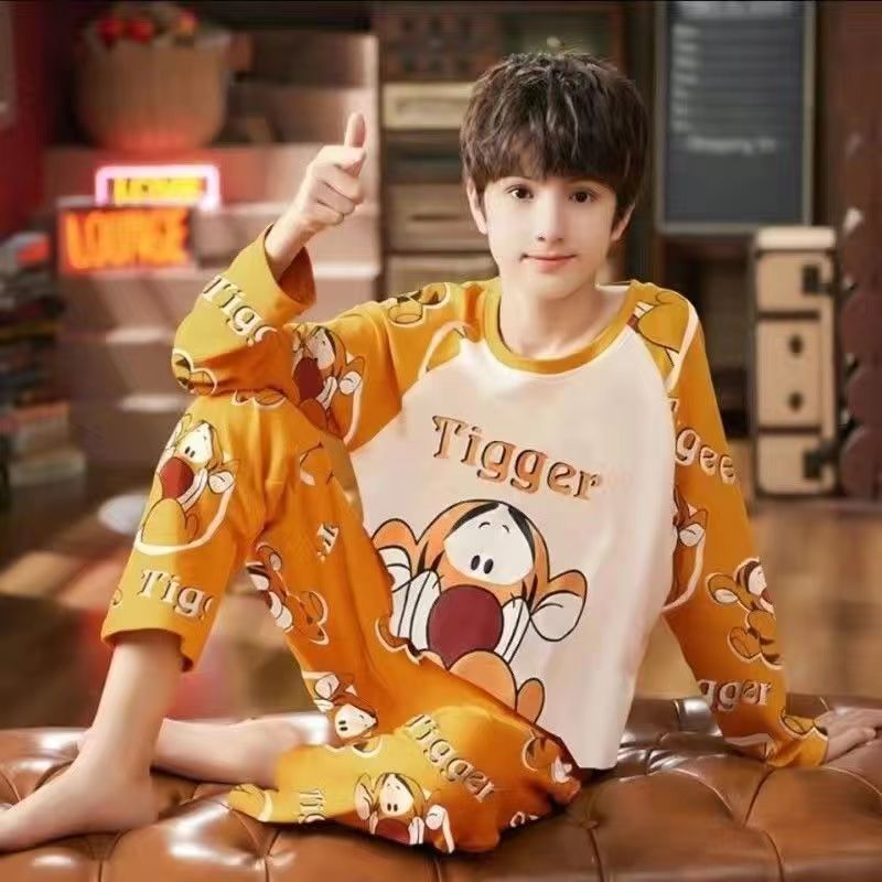 Picture of [Support delivery] Tyrannosaurus spring and autumn middle and big boys autumn clothes long pants bottoming warm outerwear pajamas