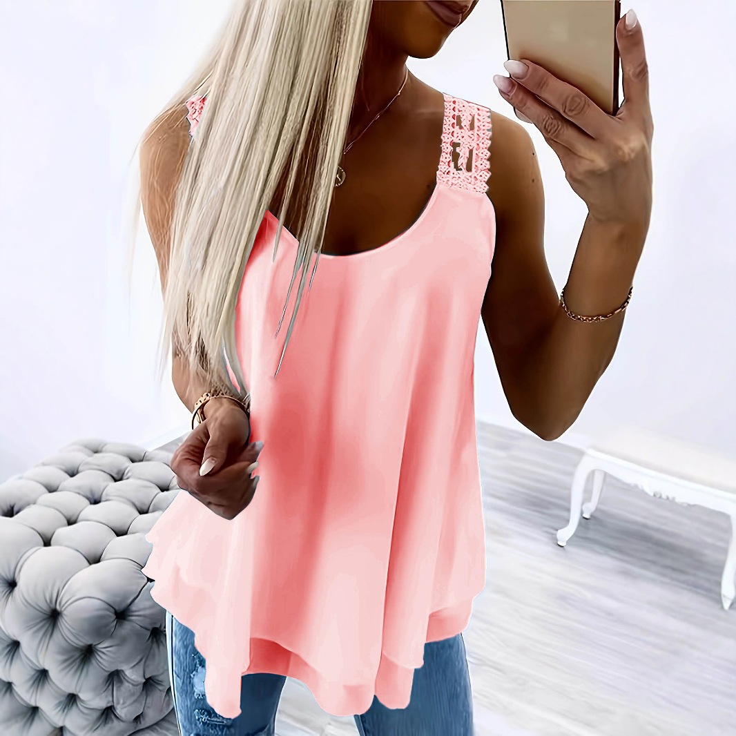 European and American Clothing New Independent Station Wish Lace Top with Shoulder Straps Fashionable Versatile Fashion Sexy Can Be Worn Outside