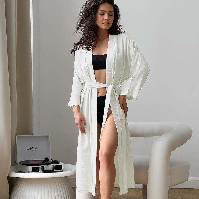 2024 Europe and the United States light comfortable loose cotton white nightgown summer women's pajamas cross-border home clothing wholesale