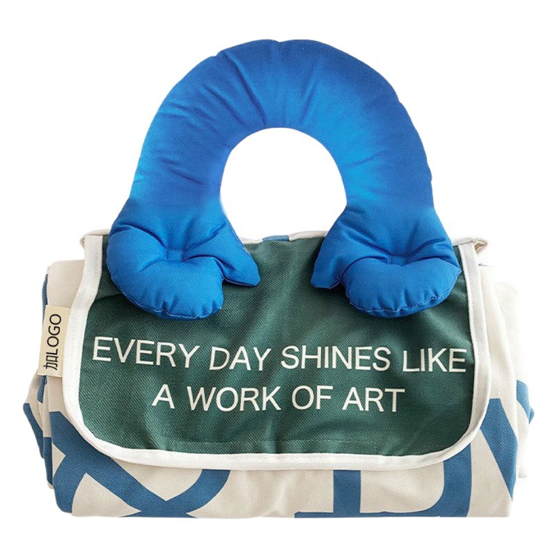 Foldable picnic mat padded cotton handle moisture-proof mat outdoor portable waterproof picnic cloth spring outing cushion ins style