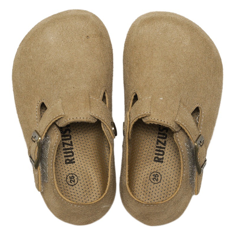 RUIZUSTOCK Autumn and Winter Children's Cork Leather Shoes Boys' Casual Shoes Girls' Baby's Unisex Shoes Outer Wear Baotou