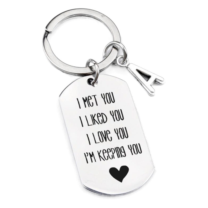 Picture of I Met You I Like You I Love You Couple Friends Stainless Steel Keychain Engraving