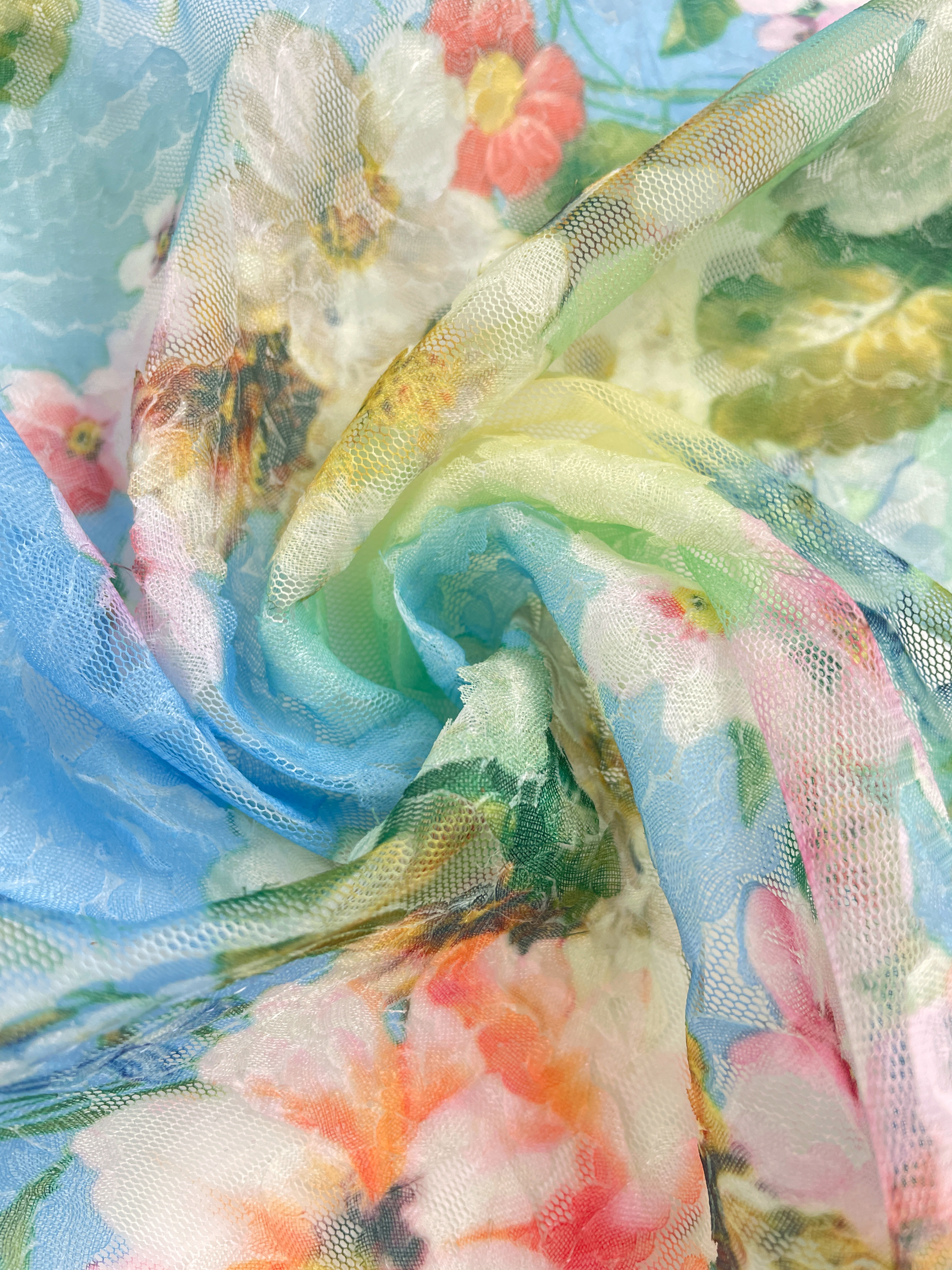 Picture of Super Fairy Micro-stretch Blue Mesh Flower Fabric dress Skirt Fashion Dress Clothing Fabric