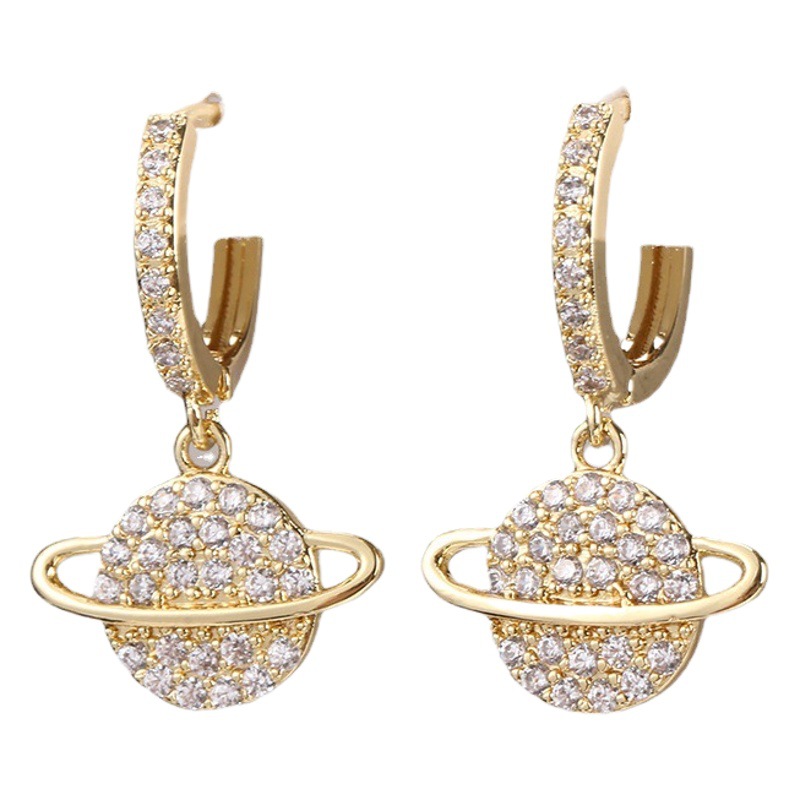 European and American Cross-Border Simple Micro-Paved Zircon Earrings Heart Butterfly Ear Hook Ear Buckle 18K Fashion Devil's Eye Earrings