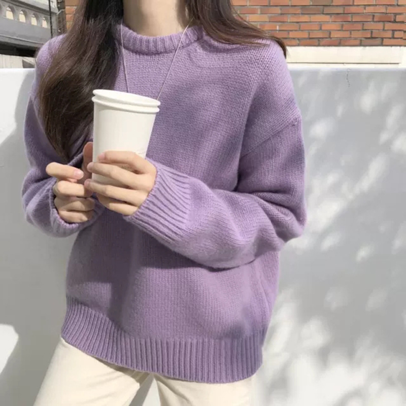 Picture of Women's sweater autumn and winter 2024 New sweet lazy style loose outer wear thickened bottoming shirt soft glutinous knitted top