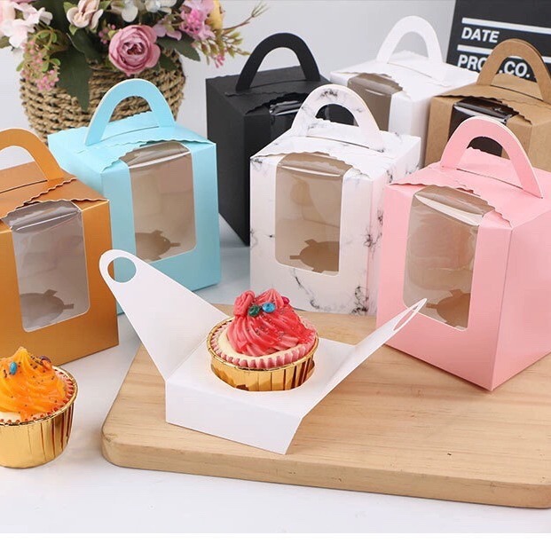Single dessert paper cup cake muffin cup French mousse packaging box 1-piece portable window box