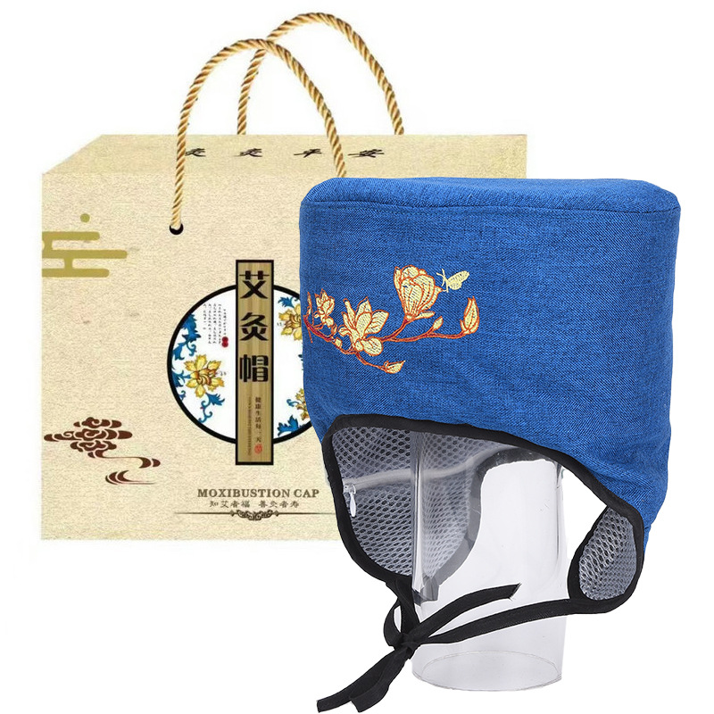 Picture of Electric heating moxibustion cap fumigation head wormwood hat herbal hot compress moon cap wormwood moxibustion head cap
