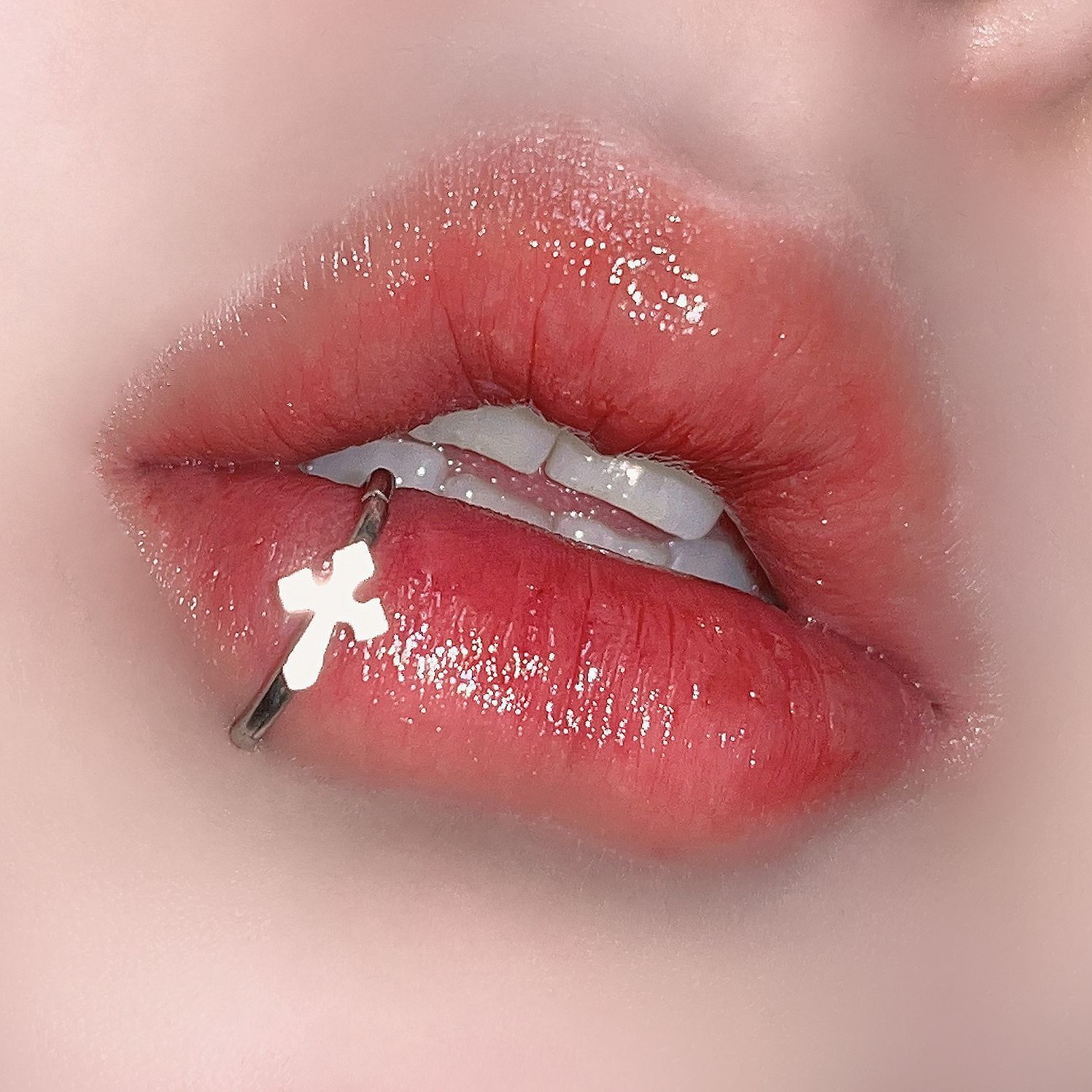 Cross Heart Five-Pointed Star Seamless Ring Closed Ring Lip Ring Cute Titanium Steel Ins Yiwu Cross-Border Jewelry Accessories