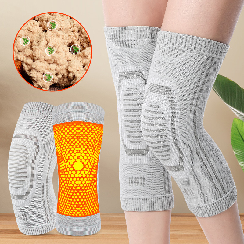 Graphene kneecap warm cold-proof heating kneecap cover old cold leg knitted Wormwood middle-aged and elderly leg protective gear