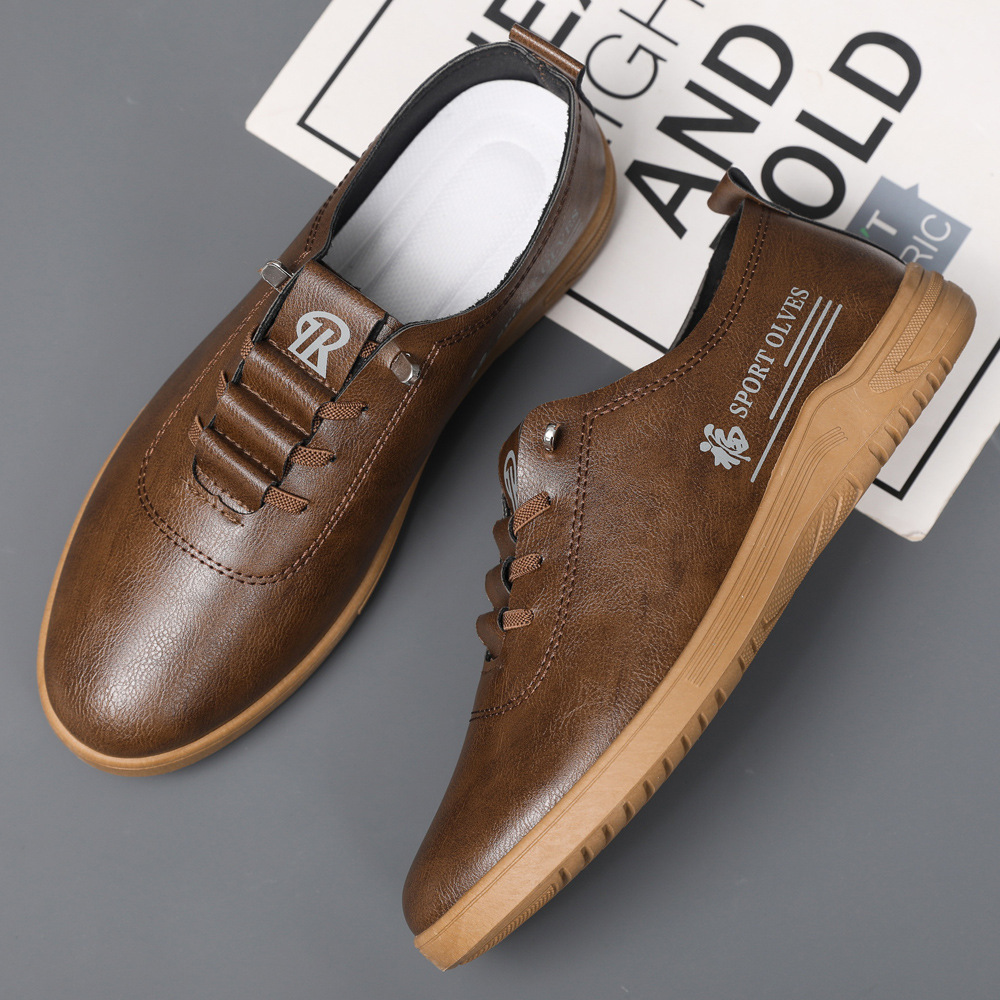 Cross-Border Men's Business Leather Shoes, Soft-Soled Comfortable Leather Shoes, Trendy Versatile Casual Shoes, Beanie Shoes, Foreign Trade Fashion Men's Shoes