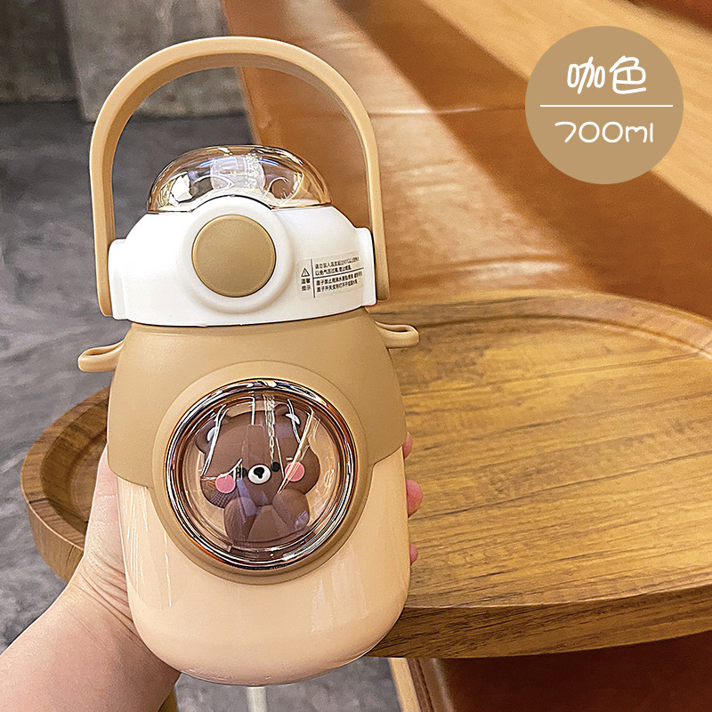 Picture of Large capacity cartoon children's thermos cup 316 stainless steel belly straw cup high color value portable student cup