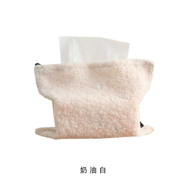 Picture of Beautiful Element Loop Velvet Household Living Room Tissue Bag Nordic Teddy Velvet Desktop Tissue Cover Tissue Box Tissue Box