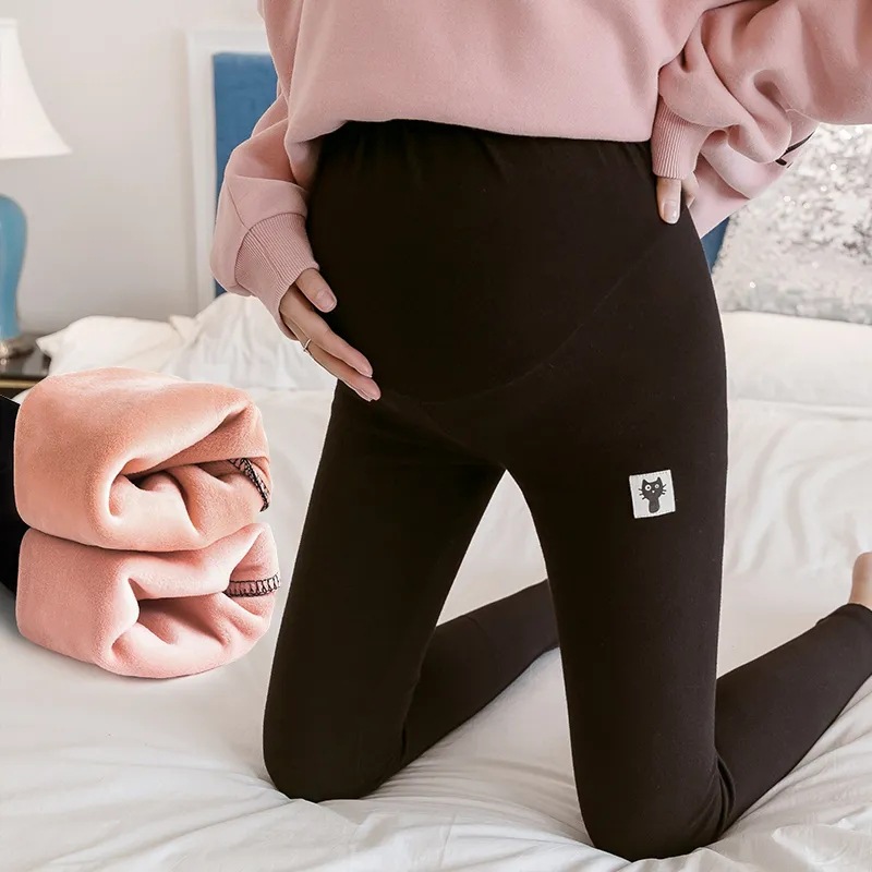 Picture of Maternity Wear Autumn and Winter fleece-lined Warm High Waist Abdominal Pants Spring and Summer Slim-fit Leggings Fleece-free Outer Wearing Elastic