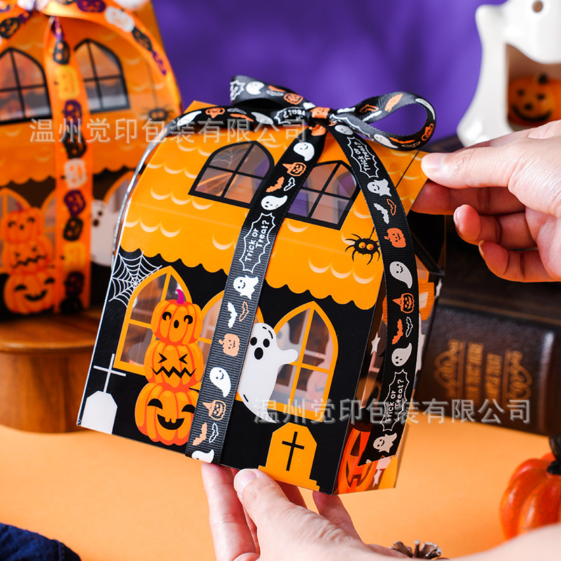 Cross-Border Amazon Halloween Pumpkin Monster Theme Outer Packaging Box Biscuits Marshmallow Packaging Box Chocolate