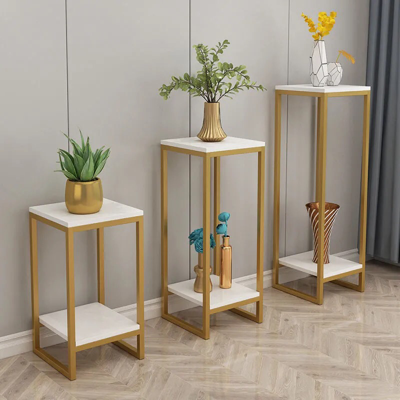 Wrought iron flower stand golden simple living room indoor bonsai decoration rack pothos floor multi-layer storage rack soft decoration wholesale