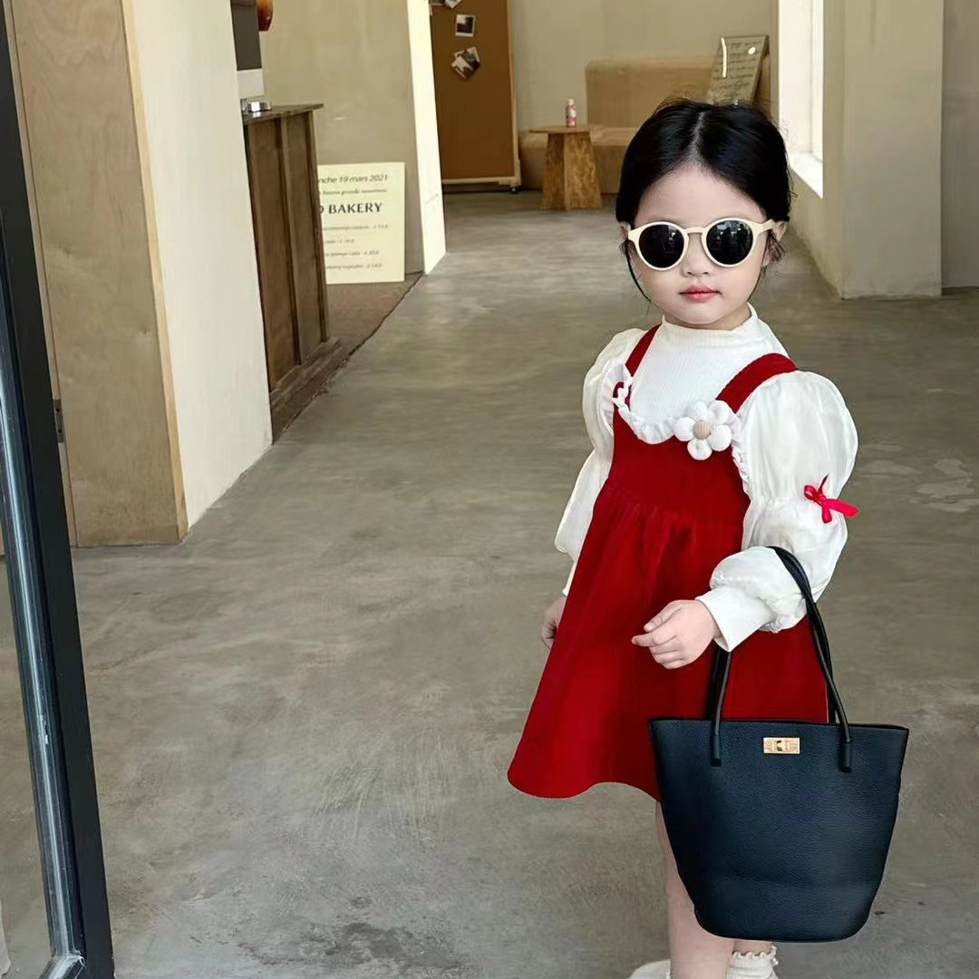 Girl's dress 2024 Spring and Autumn Western-style Princess Dress Baby Girl's Dress Two-piece Suit