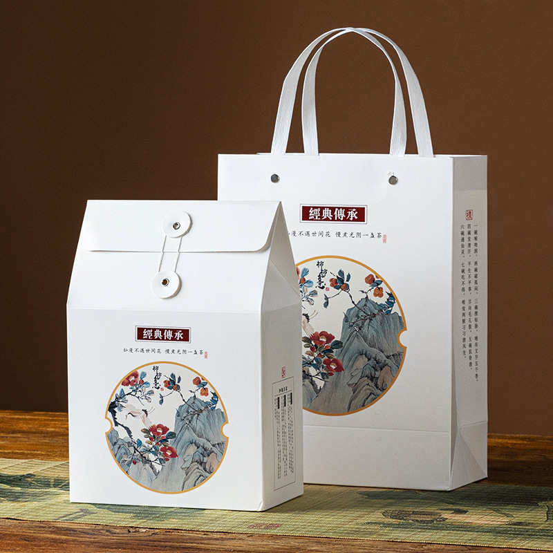 Tea Tote Bag Tea Packaging Bag Kraft Paper New White Tea Gift Box Empty Box Universal Retro Style Tea Bag