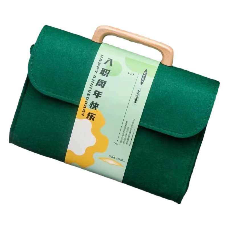 New Wooden Handle Felt Bag Bridesmaid Best Man Hand Gift Bag Corporate Service Gift Box Computer Handbag
