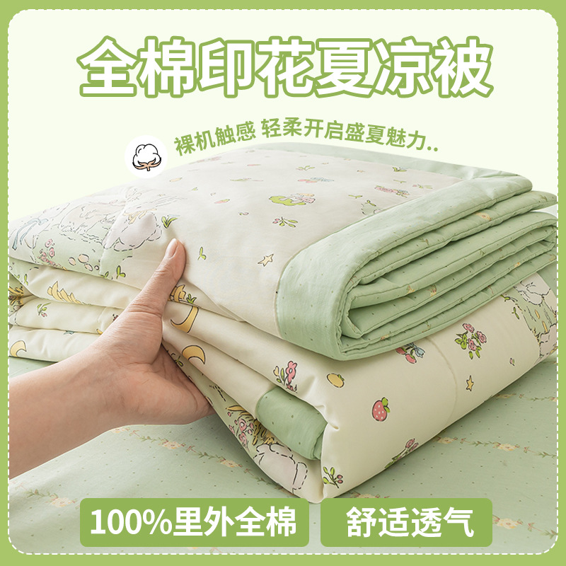 Picture of Class a small fresh cotton summer cool quilt four-piece summer cotton air conditioning quilt student dormitory summer quilt quilt core ~