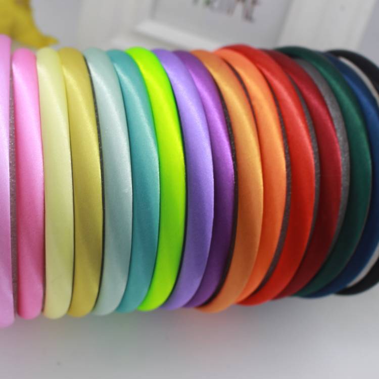 Picture of 10mm Candy-Colored Cloth-Wrapped Thickeneded Headband DIY Hairband Material Hair Accessories 1cm Satin Set Cloth Headband
