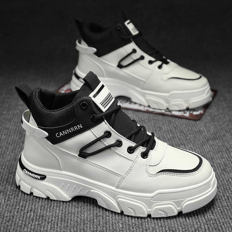 Autumn 2024 Men's Shoes New High-top Martins Men's Fashionable All-match Work Shoes for Work Site Non-slip Short Boots