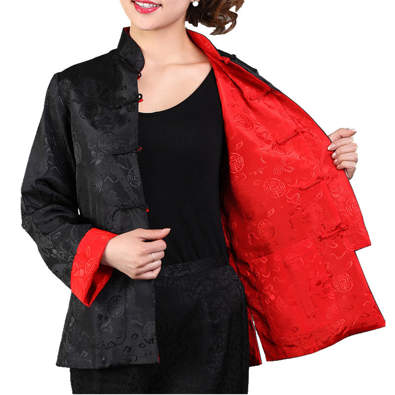 Picture of Factory wholesale Chinese style modified Tang suit women's retro buckle long sleeve top silk double-sided Chinese coat