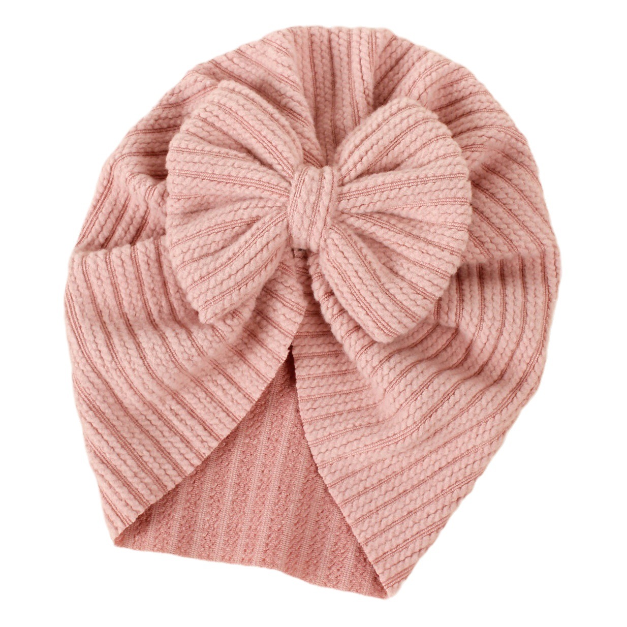 Amazon new children's hat baby knitted striped fabric bow pullover hat newborn Indian tire hat