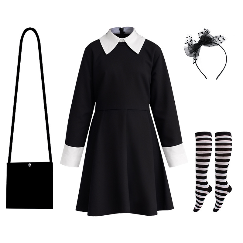 Picture of Adams cos clothing gauze dress Wednesday Adams black gauze dress Adams cosplay clothing