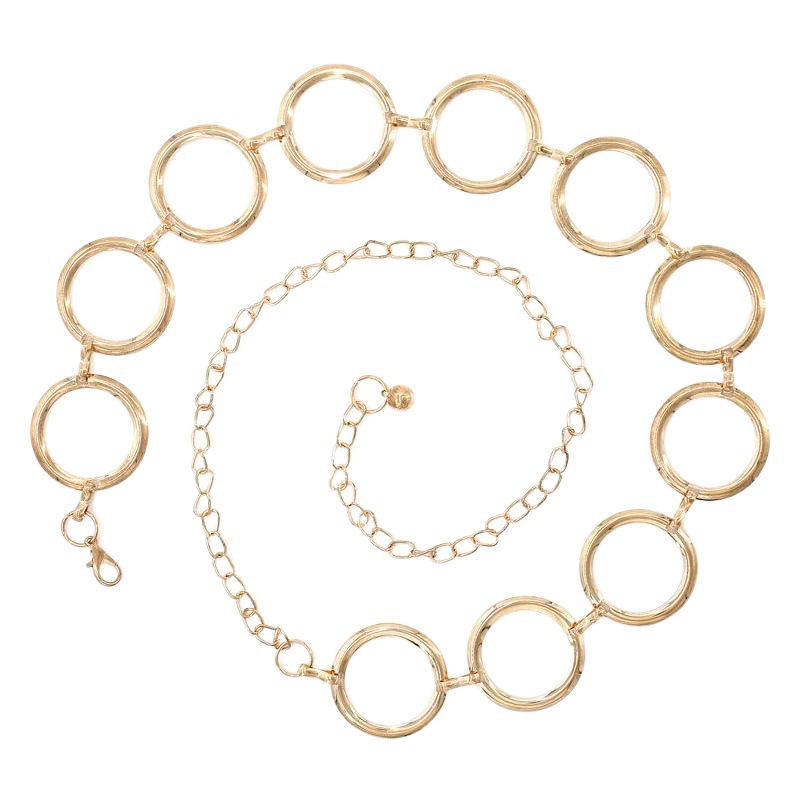 Spring and summer Korean fashion elegant gold women's waist chain dress decorative metal large ring belt women a generation of hair