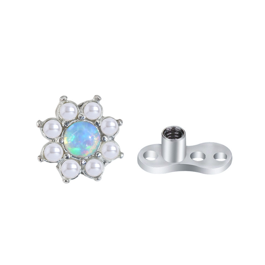 Picture of Stainless Steel 1.6mm Puncture Jewelry Claw Zirconium Buried Bone Nail Puncture Opal Pearl Buried Nail Base Implant Nail