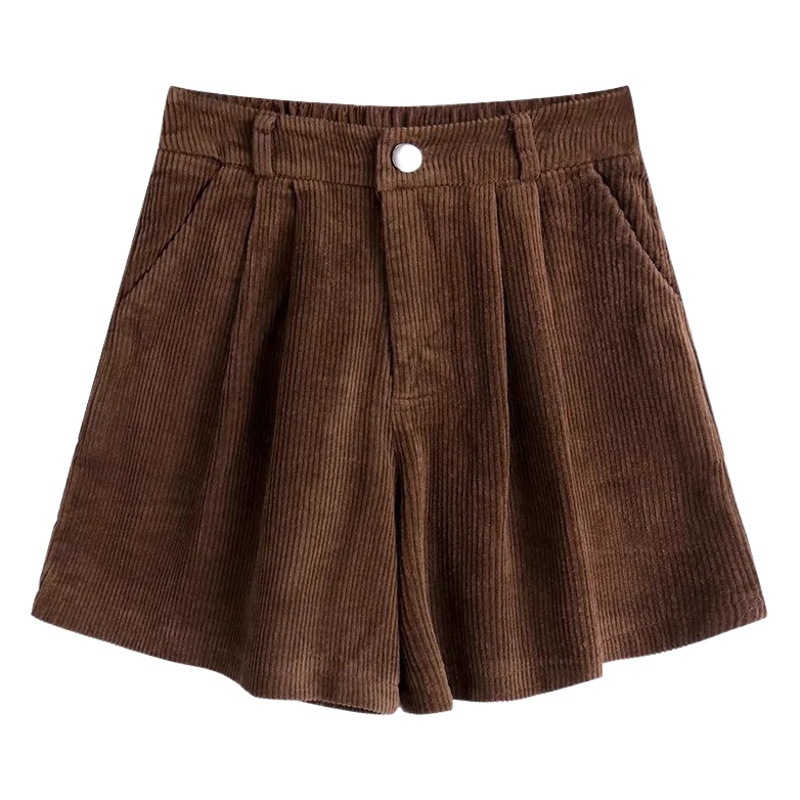 2023 autumn and winter plus size chubby girl black wide-leg pants women's high waist corduroy shorts slim casual boots pants