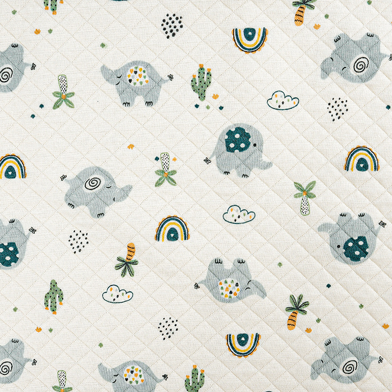 Picture of Original White Diamond Lattice Jacquard Air Layer Printed Baby Quilted Fabric Baby's Sleeping Bag Quilted Fabric