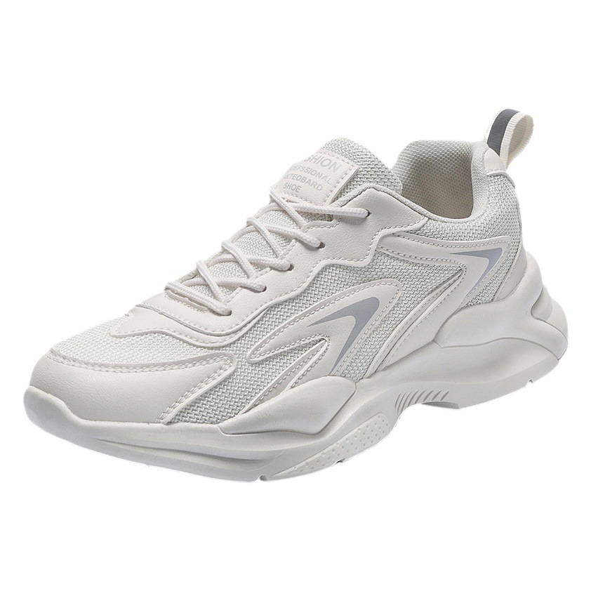 Men's Shoes Summer 2023 New Style Breathable Mesh Shoes Men's Trendy All-Match Thick Bottom White Shoes Sports Running Shoes for Men