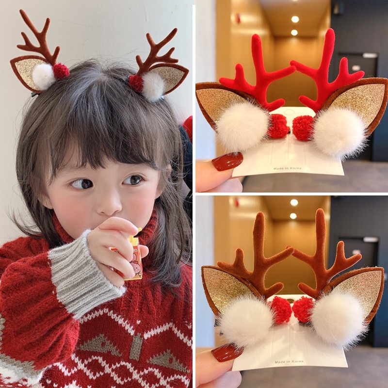 Christmas antler hairpin Christmas hair accessories children's cute clip Internet celebrity cartoon elk hairpin hair accessories wholesale